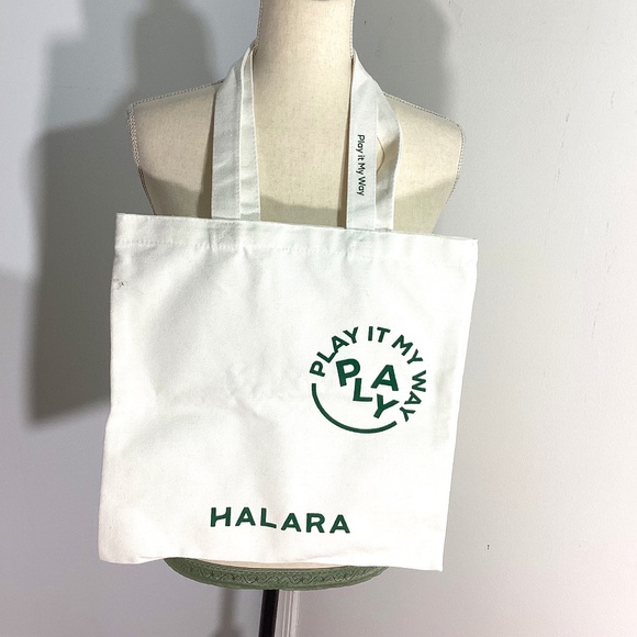 NWOT HALARA PLAY IT MY WAY COTTON TOTE OFF WHITE CANVAS   Size 14x14" - Picture 1 of 3